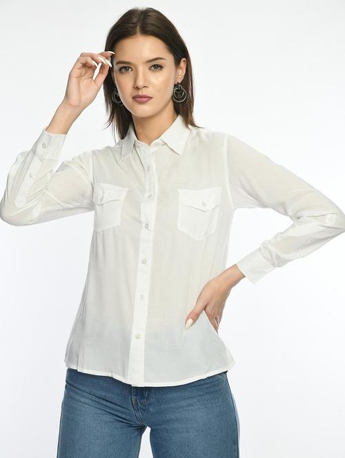 women white solid collared regular shirt - 22028505 -  Standard Image - 0