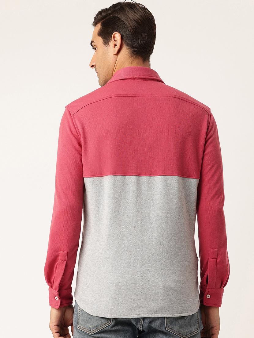 men color block long sleeve regular fit casual shirt - 22028517 - Standard Image - 2
