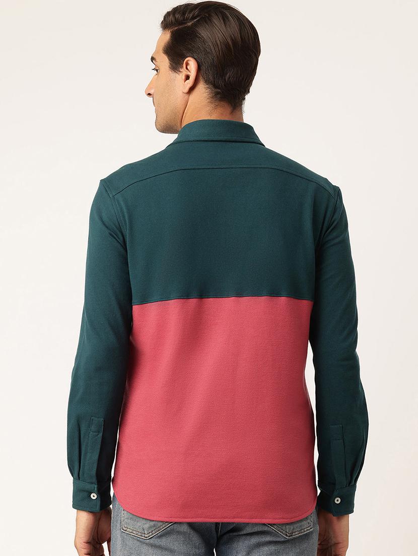 men color block long sleeve regular fit casual shirt - 22028518 - Standard Image - 2