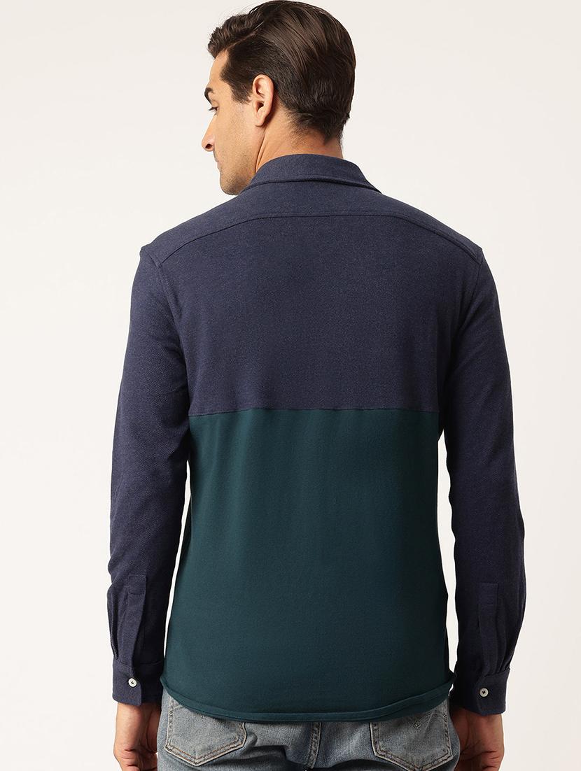men color block long sleeve regular fit casual shirt - 22028519 - Standard Image - 2
