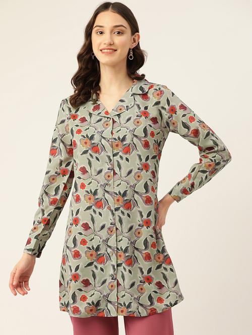 women floral printed long sleeve shirt tunic - 22028535 -  Standard Image - 0
