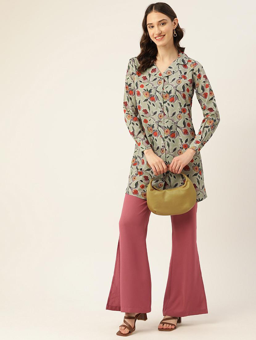 women floral printed long sleeve shirt tunic - 22028535 - Standard Image - 2