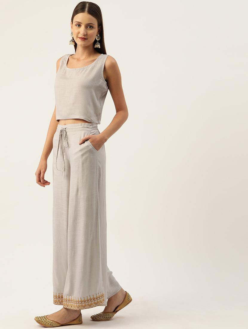 women printed sleeveless kurta palazzo set - 22028570 - Standard Image - 2