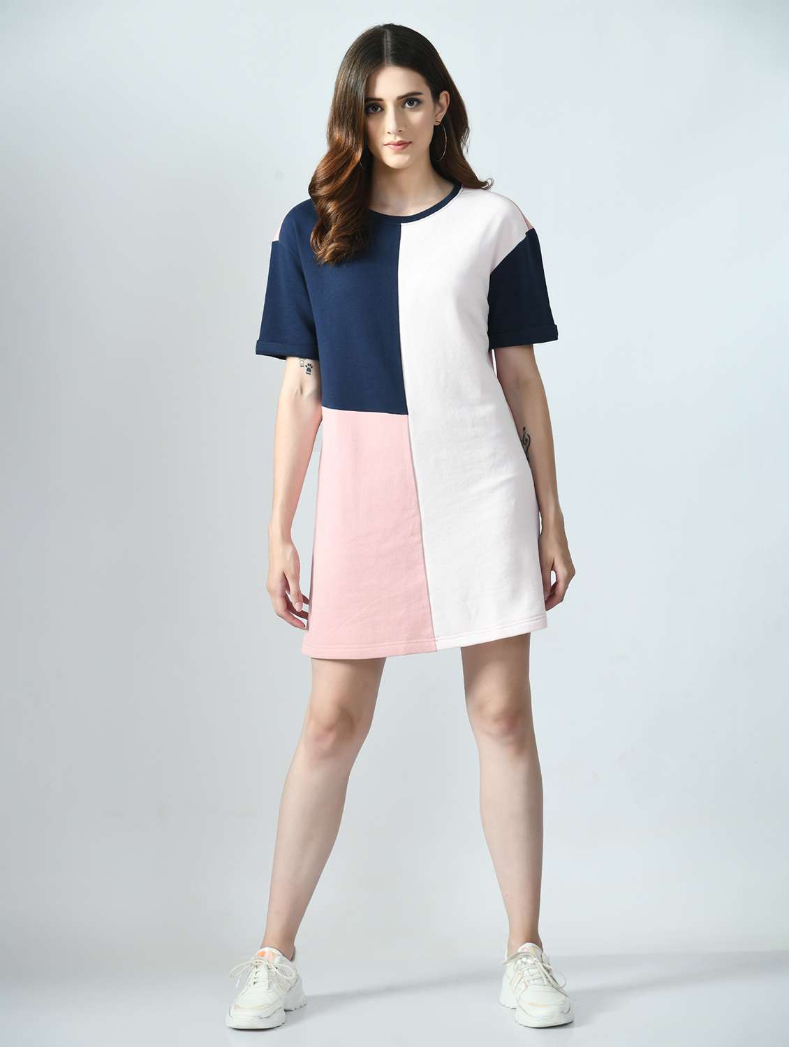 women color blocked short sleeve dress - 22028729 - Zoom Image - 0