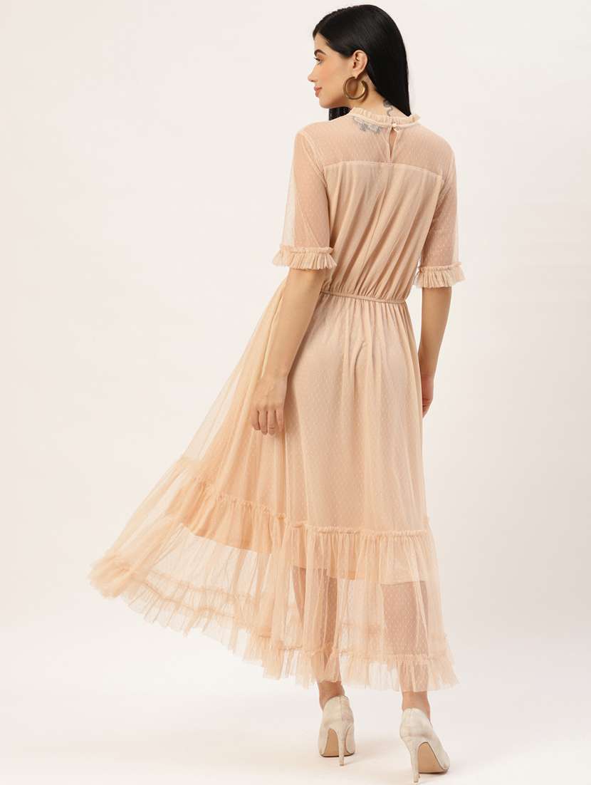 women solid short sleeve tiered dress - 22028844 -  Standard Image - 2