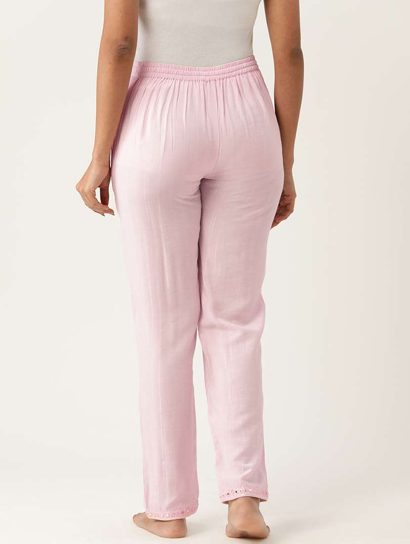 women solid mid rise loung wear pajama - 22028867 - Standard Image - 2
