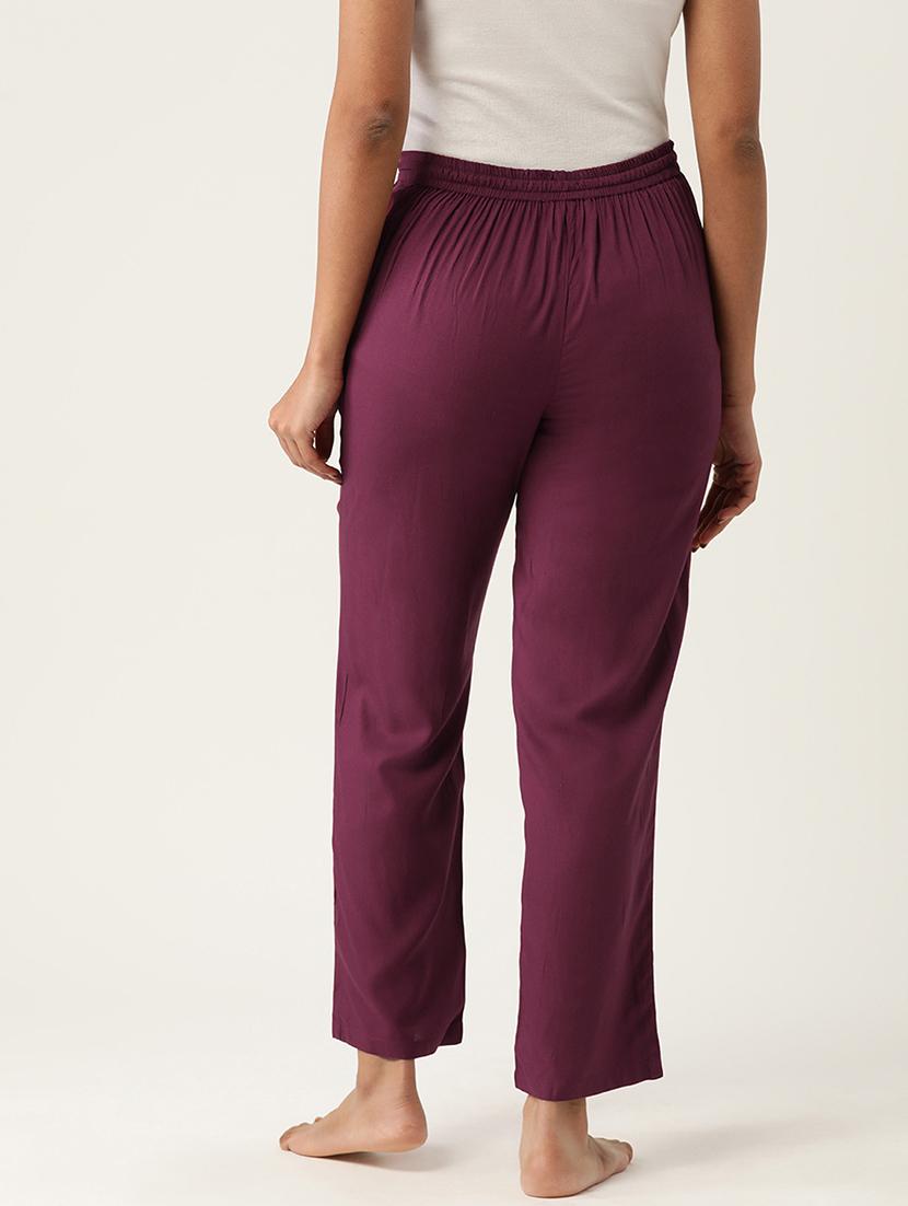 women solid mid rise loungewear pajama - 22028869 - Standard Image - 2