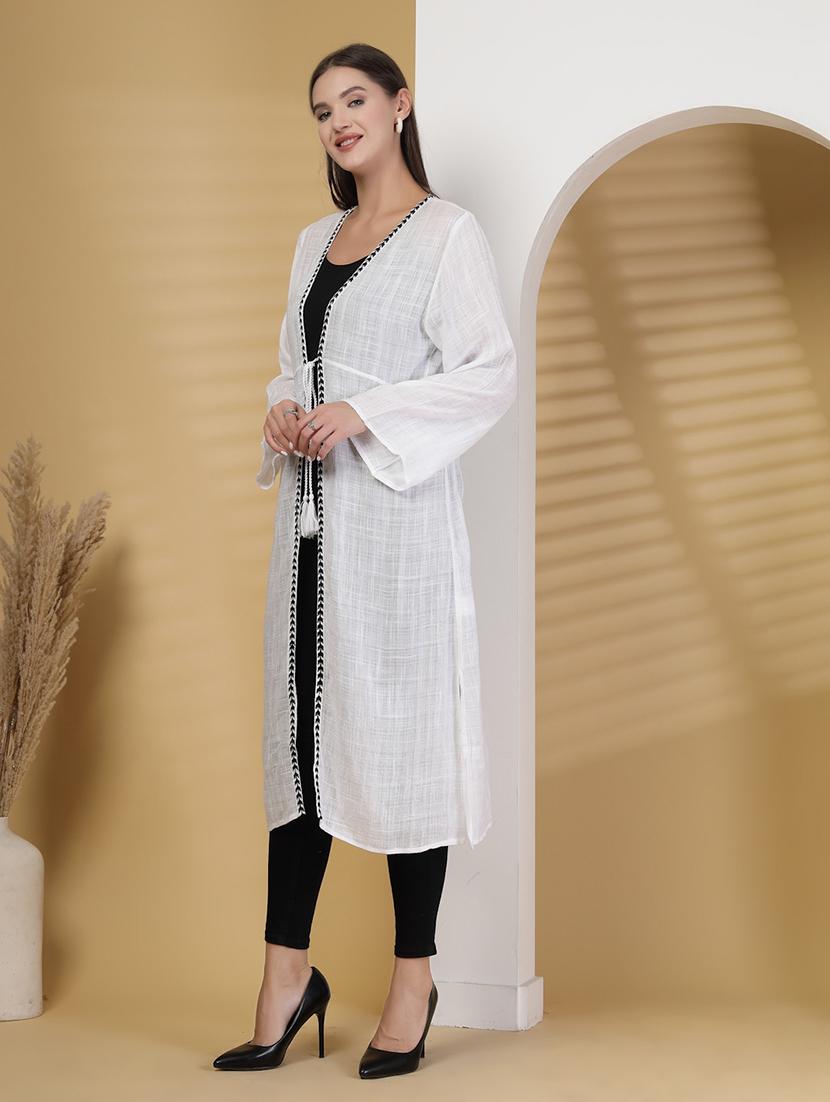 women white solid bell sleeve long shrug - 22028912 - Standard Image - 2
