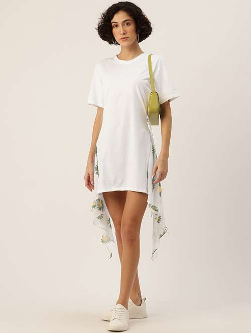 women white short sleeve asymmetric dress - 22028931 -  Standard Image - 0