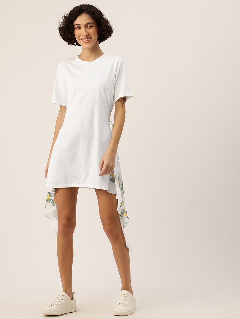 women white short sleeve asymmetric dress - 22028931 - Standard Image - 2