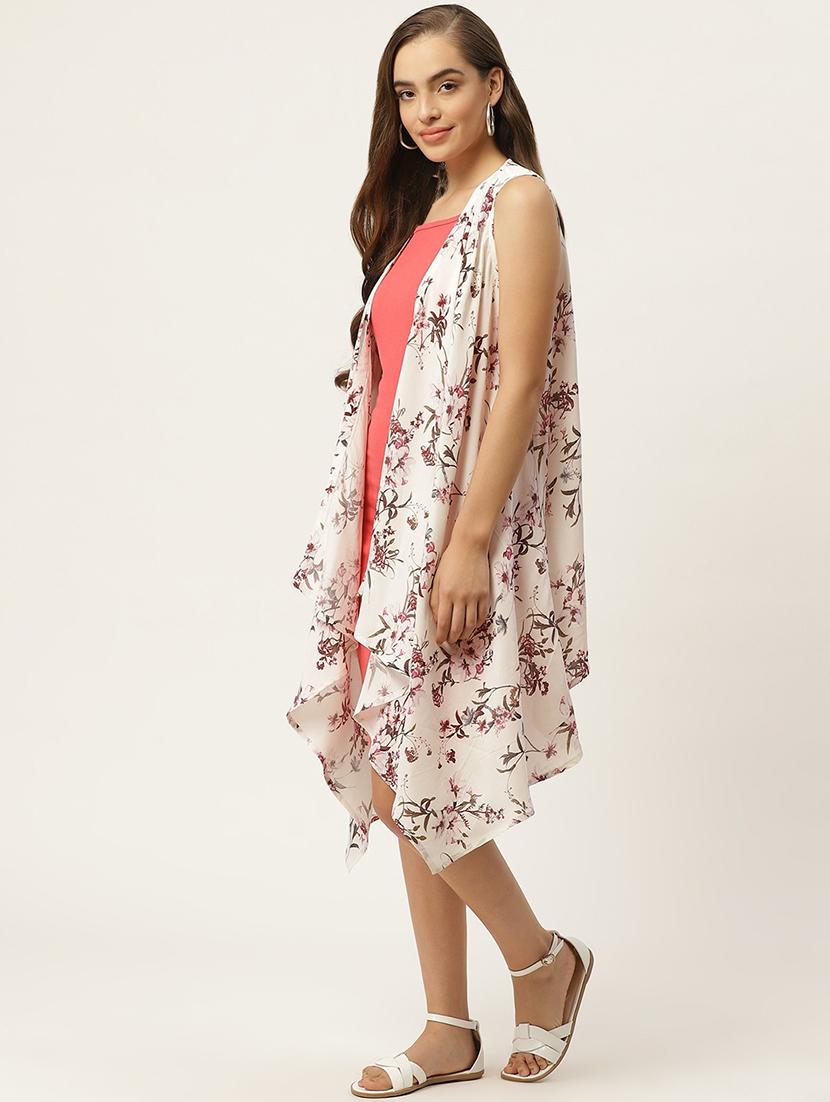women printed sleeveless asymmetric shrug - 22028946 - Standard Image - 2
