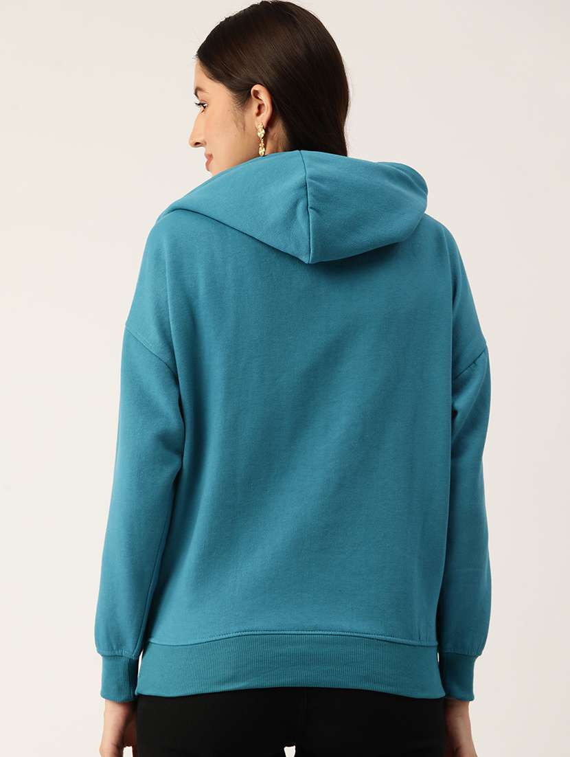 women solid long sleeve hooded sweatshirt - 22028949 -  Standard Image - 2