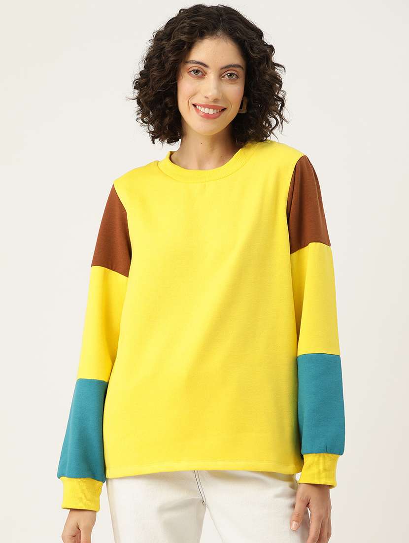 women color blocked long sleeve sweatshirt