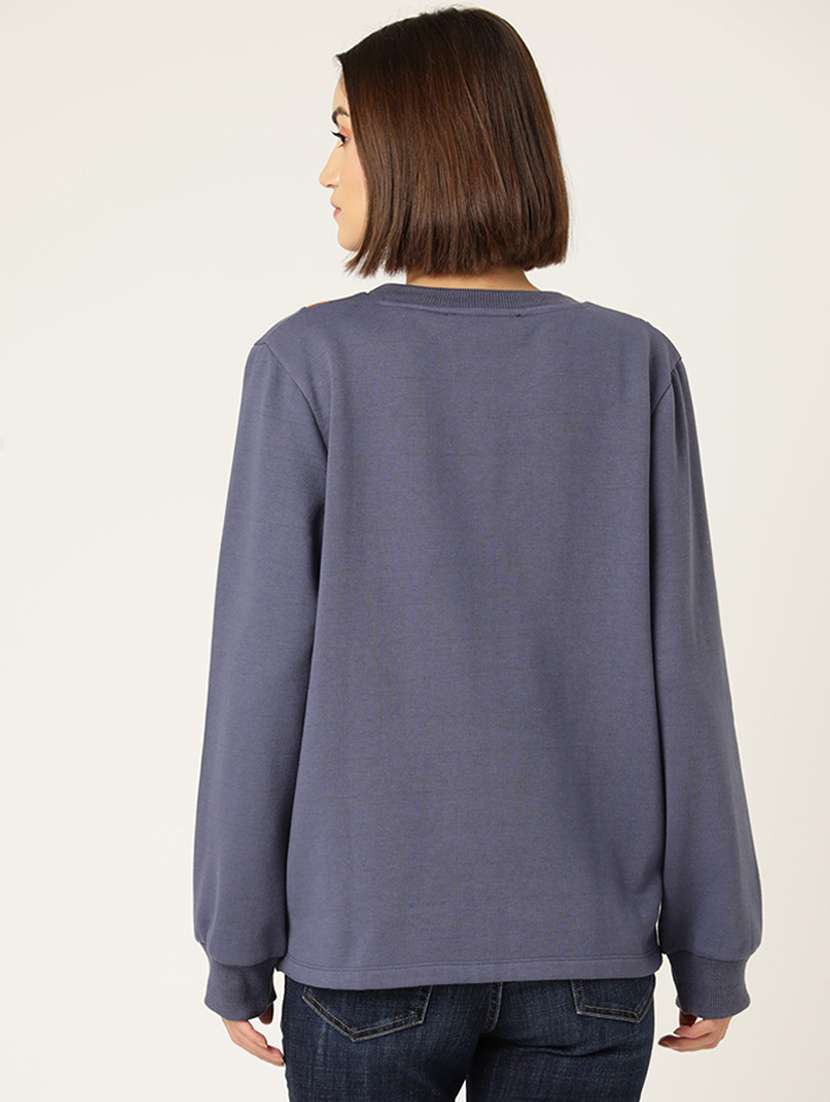 women color blocked round neck long sleeve sweatshirt - 22028961 -  Standard Image - 2