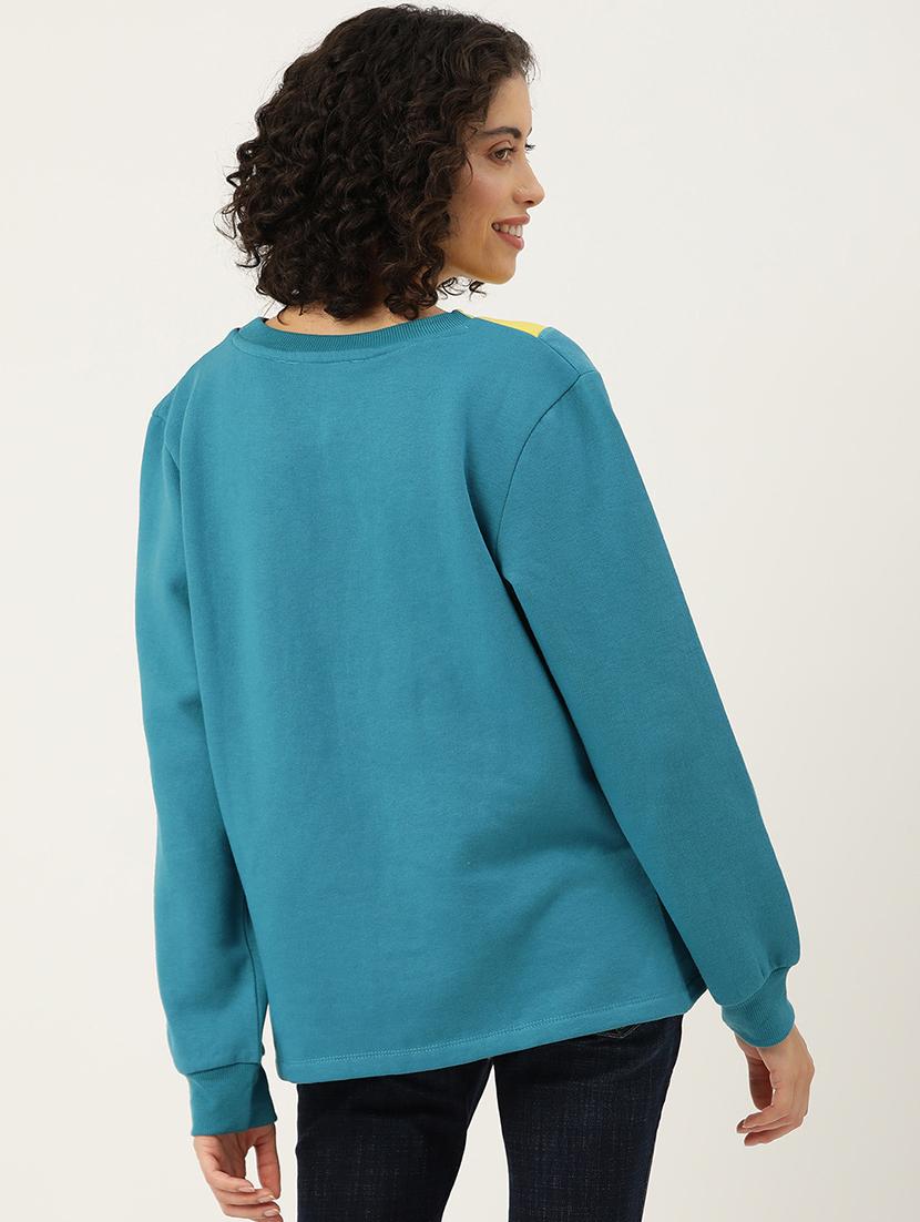 women color blocked round neck long sleeve sweatshirt - 22028962 - Standard Image - 2