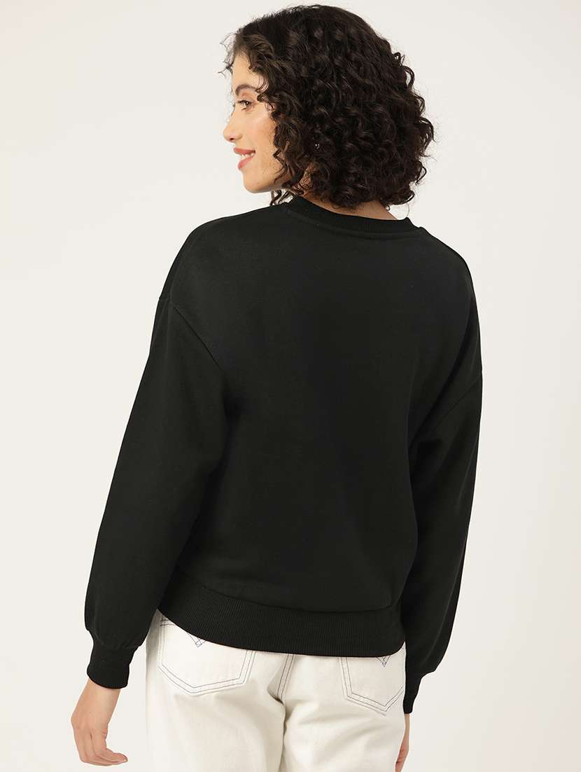 women solid round neck long sleeve sweatshirt - 22028965 -  Standard Image - 2