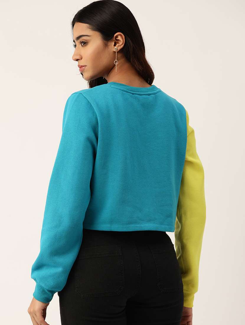 women color blocked round neck long sleeve sweatshirt - 22028970 -  Standard Image - 2