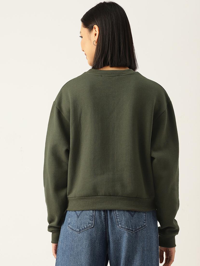 women solid round neck long sleeve sweatshirt - 22028980 - Standard Image - 2
