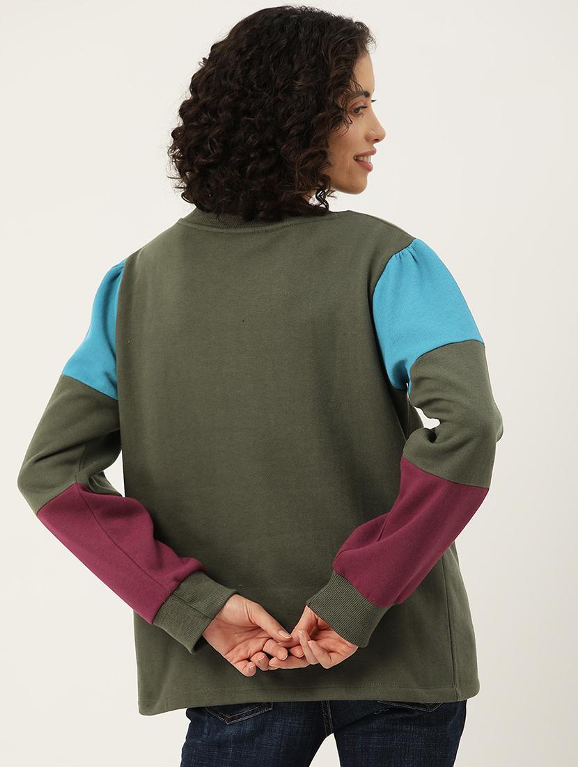 women color blocked long sleeve sweatshirt - 22028982 - Standard Image - 2