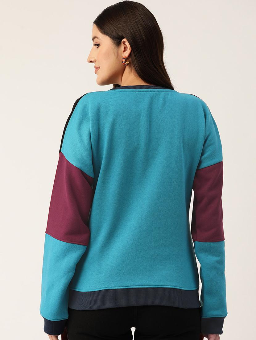 women color blocked long sleeve sweatshirt - 22028983 - Standard Image - 2