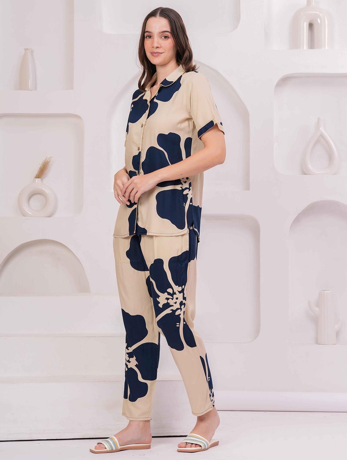 women printed nightwear pyjama set - 22029009 - Standard Image - 2