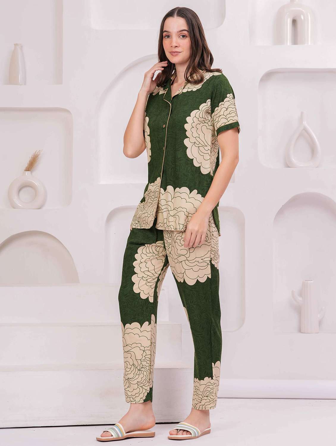 women printed nightwear pyjama set - 22029020 - Standard Image - 2