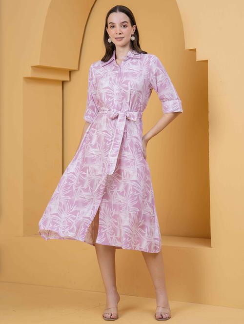 women printed roll up sleeve collared shirt dress - 22029031 -  Standard Image - 0