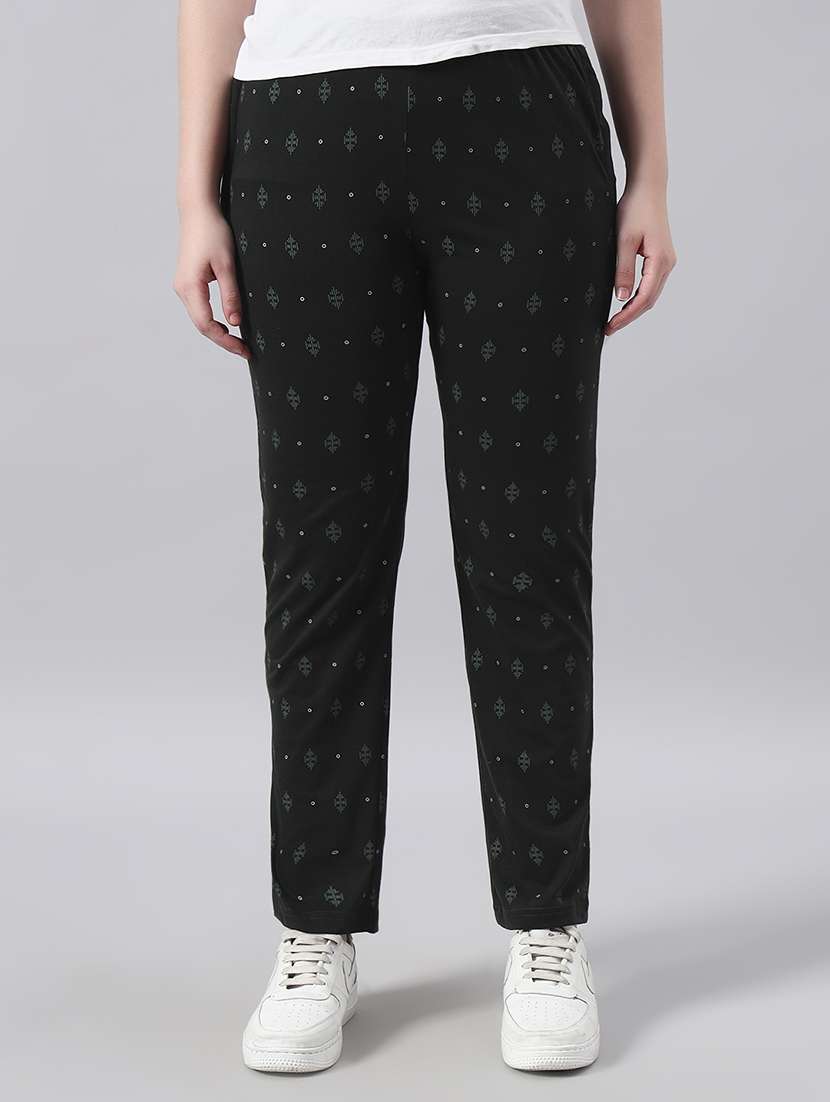 women printed mid rise regular fit track pant