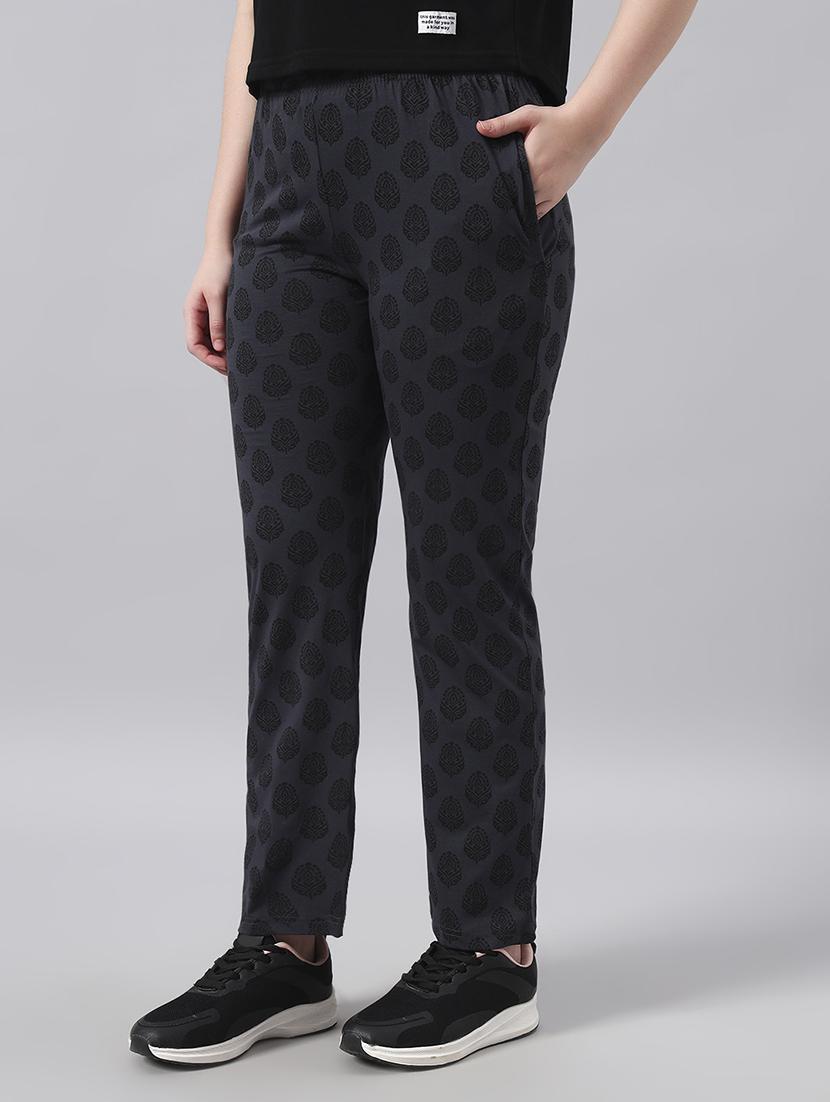 women printed mid rise regular fit track pant - 22029046 - Standard Image - 2