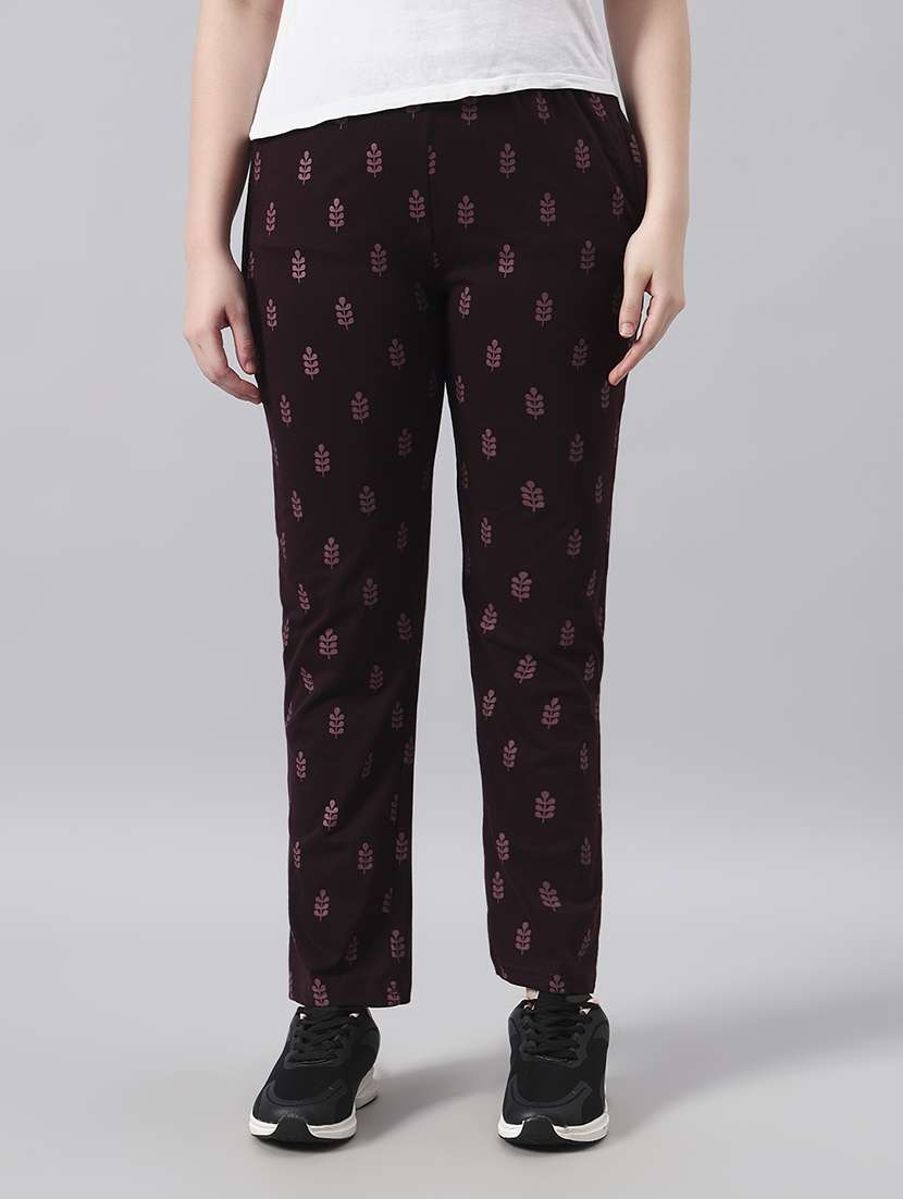 women printed mid rise regular fit track pant
