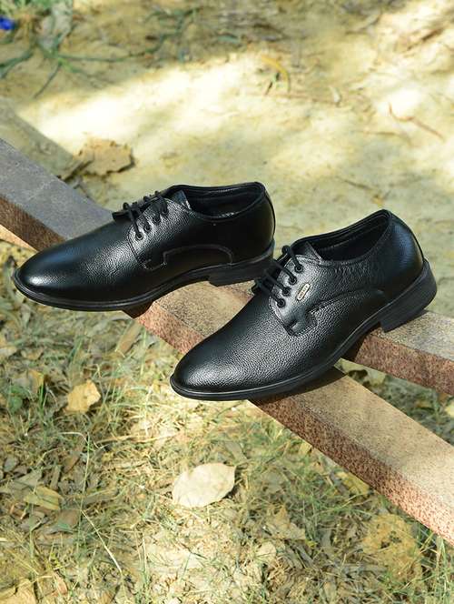 Men Black Lace Up Derby