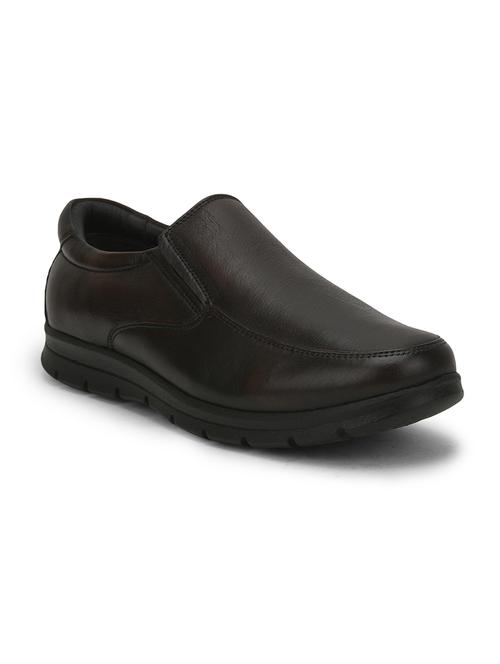 men solid slip on formal shoes - 22029238 - Standard Image - 0
