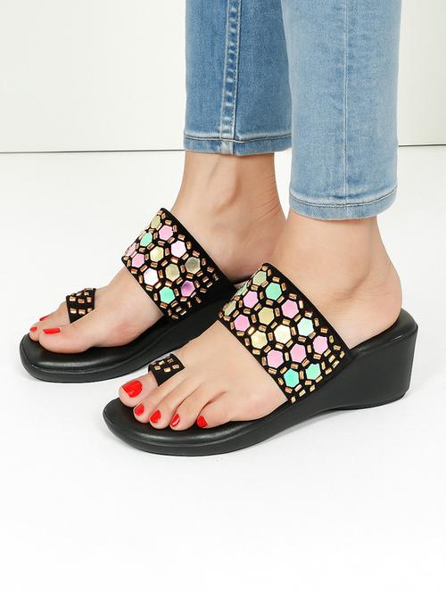women embellished slip on platform wedge - 22029465 -  Standard Image - 0