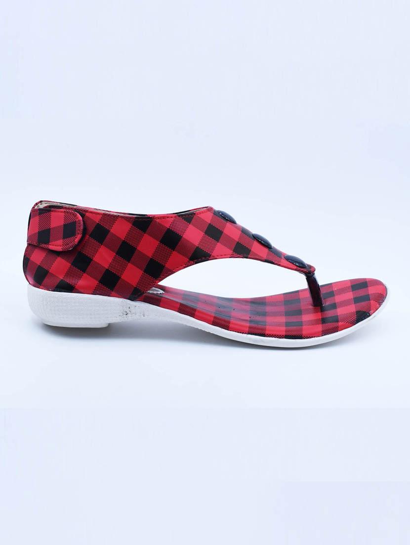 women checkered back strap flats - 22029481 - Standard Image - 2