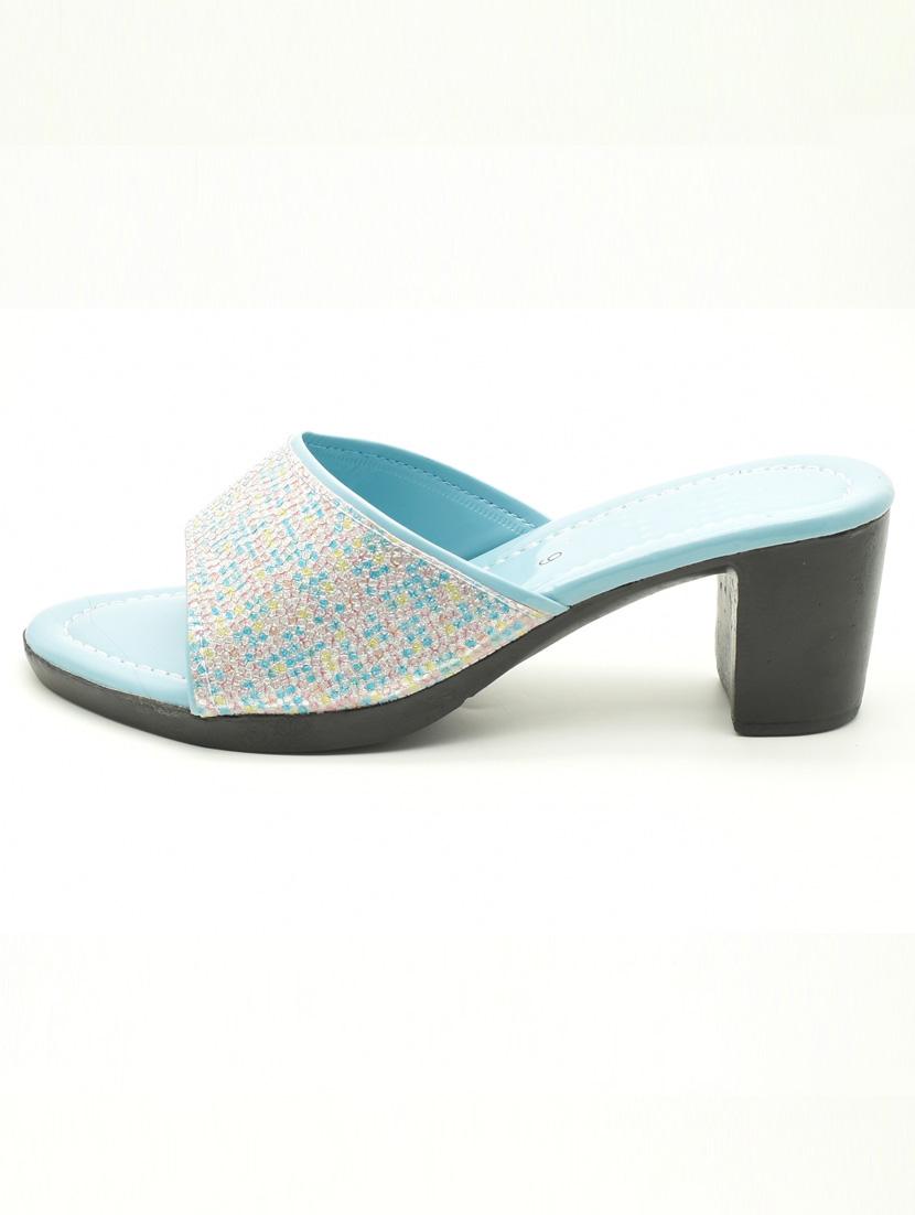 women embellished slip on block heel sandal - 22029508 - Standard Image - 2