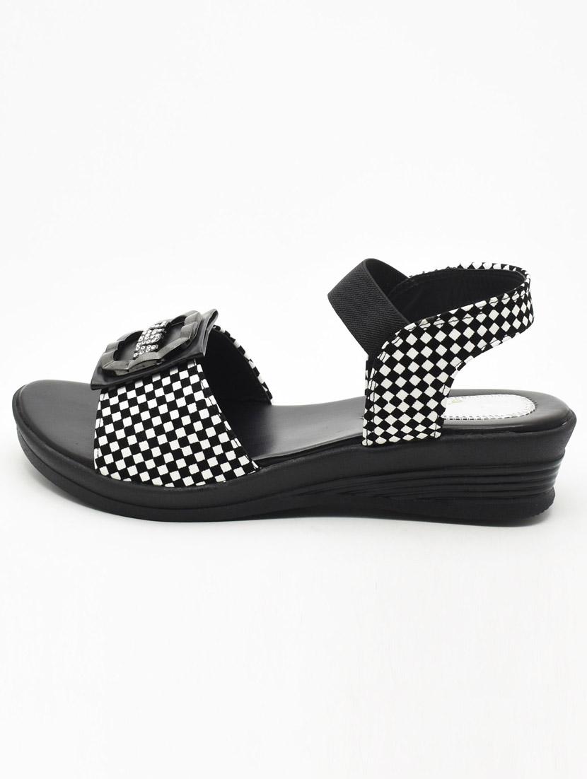 women checkered back strap wedges - 22029524 - Standard Image - 2