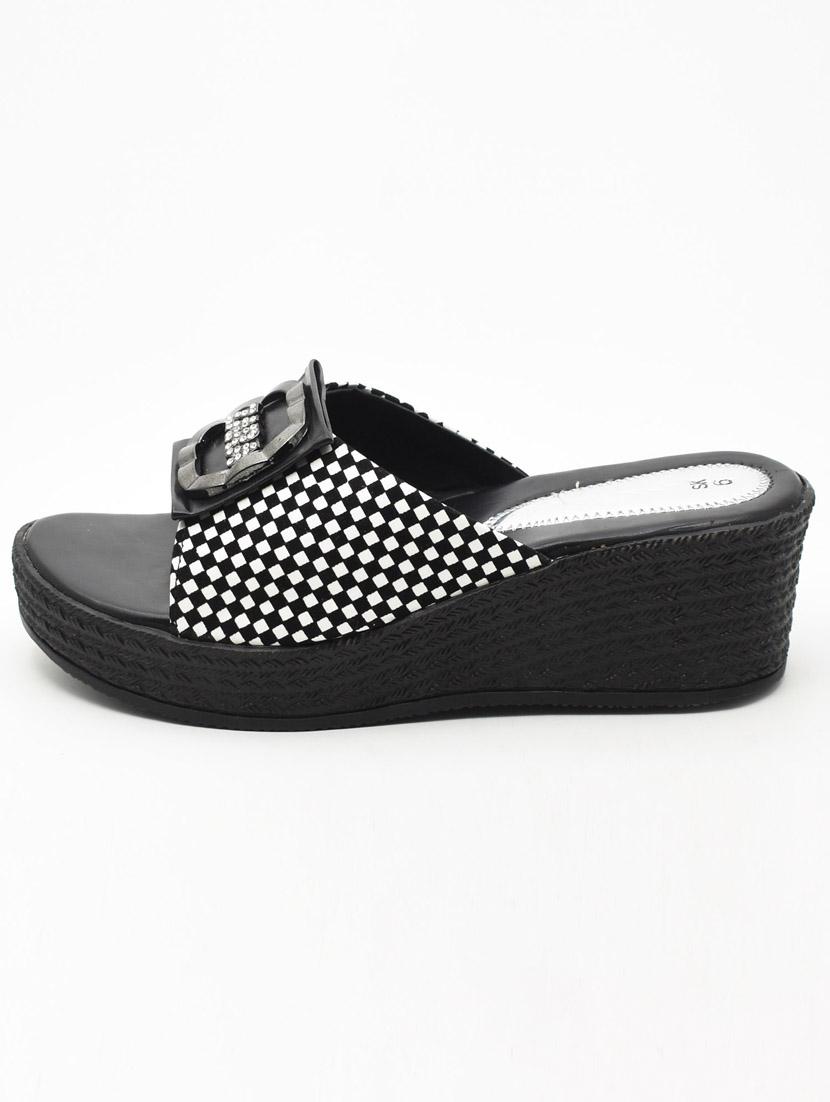 women checkered slip on wedges - 22029525 - Standard Image - 2