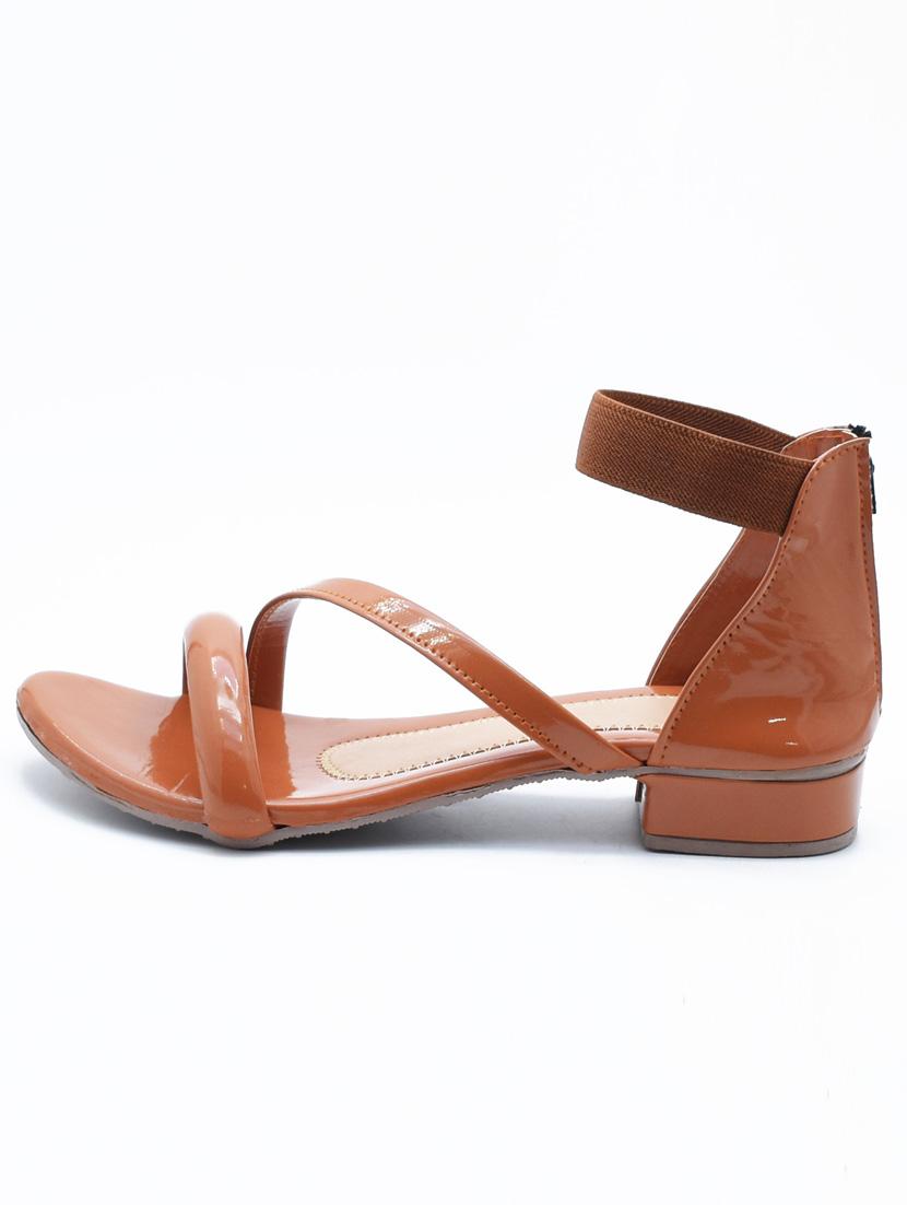 women brown solid ankle strap flats - 22029538 - Standard Image - 2