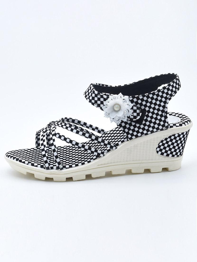 women checkered back strap wedges - 22029543 - Standard Image - 2