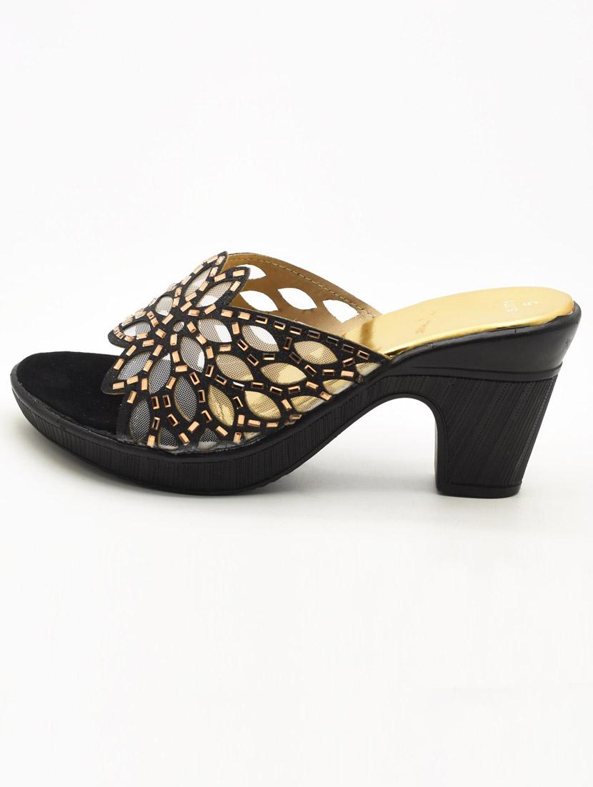 women embellished slip on block heel sandal - 22029548 - Standard Image - 2