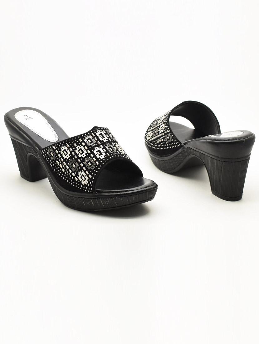 women embellished slip on block heel sandal - 22029558 - Standard Image - 2