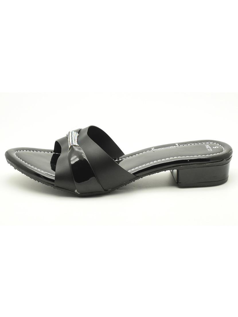 women solid slip on block heel sandal - 22029602 - Standard Image - 2