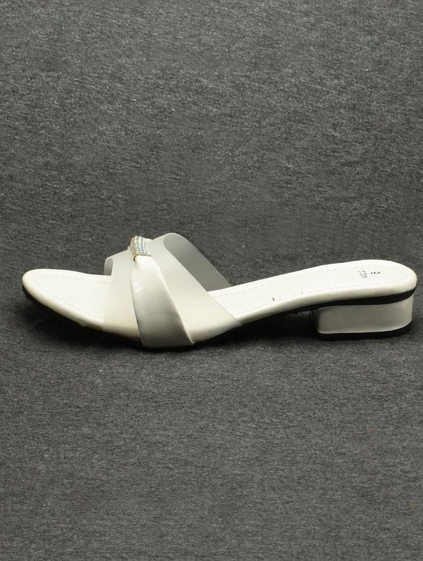 women solid slip on block heel sandal - 22029603 - Standard Image - 2