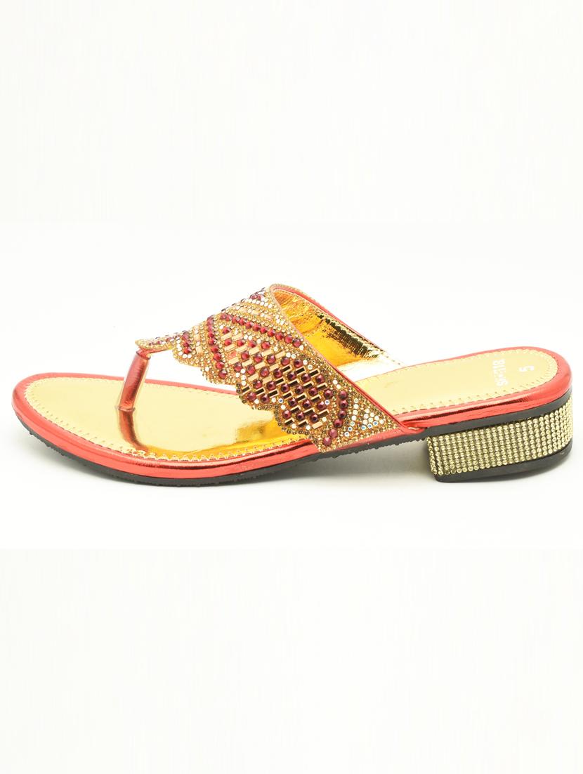 women embellished slip on block heel sandal - 22029604 - Standard Image - 2