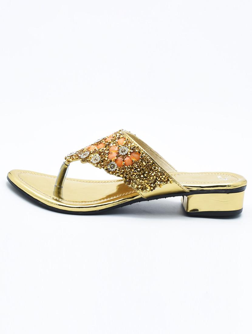 women embellished slip on block heel sandal - 22029610 - Standard Image - 2