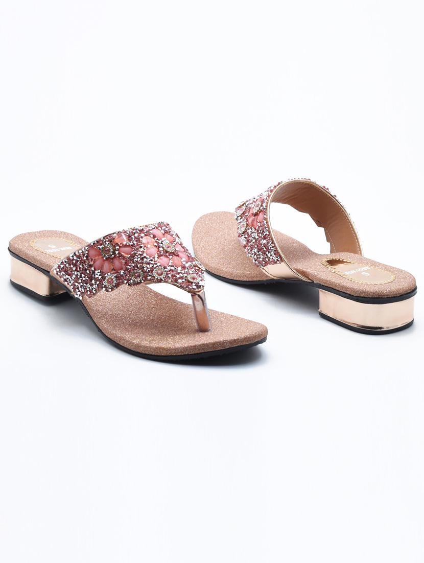 women embellished slip on block heel sandal - 22029612 - Standard Image - 2