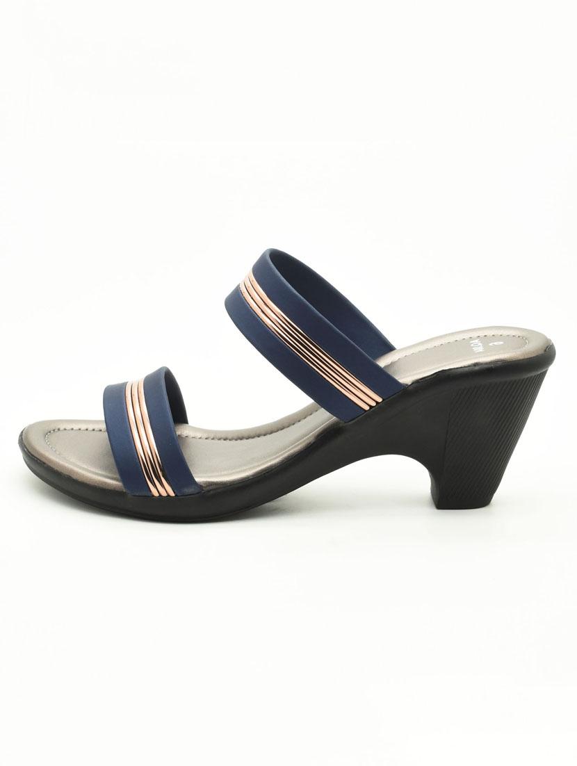 women solid slip on block heel sandal - 22029617 - Standard Image - 2