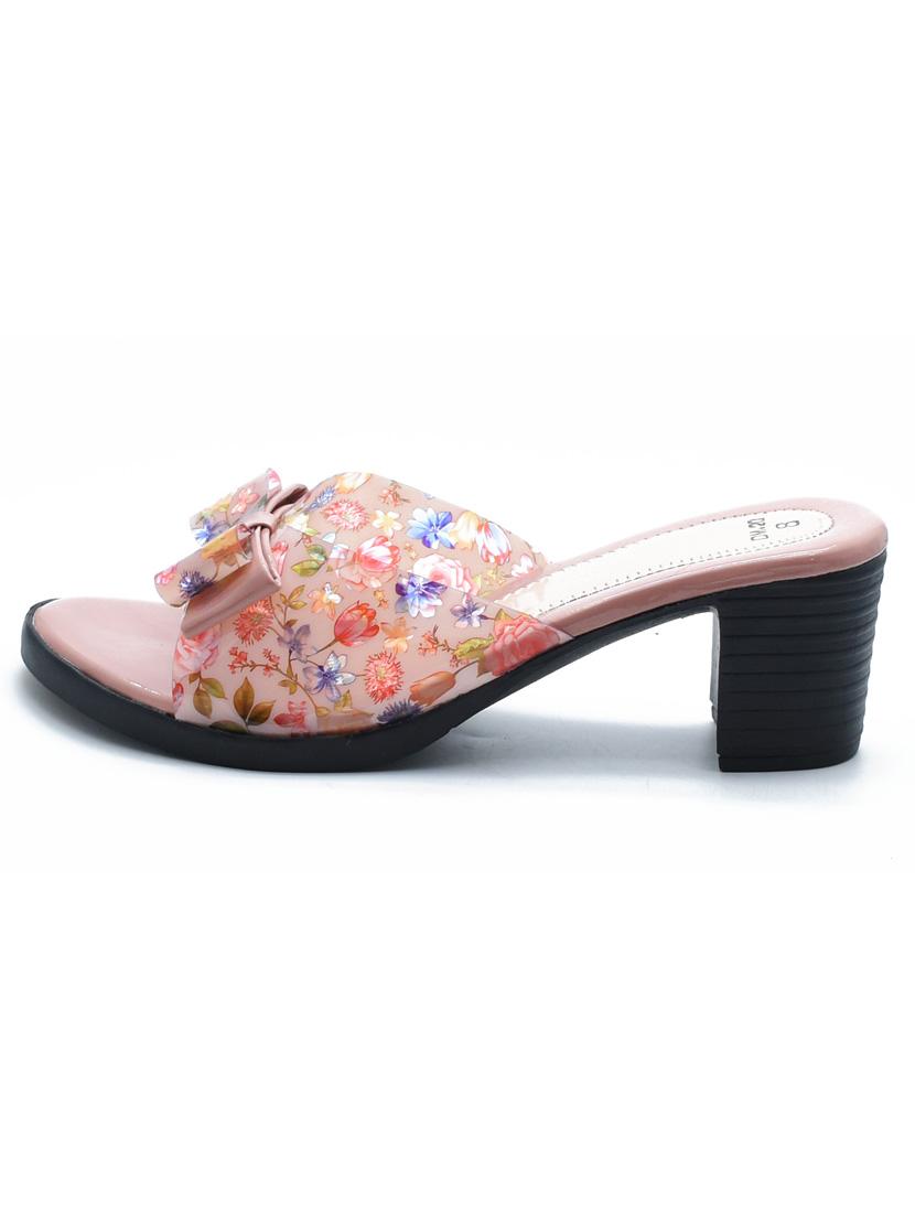 women floral print slip on block heel sandal - 22029645 - Standard Image - 2