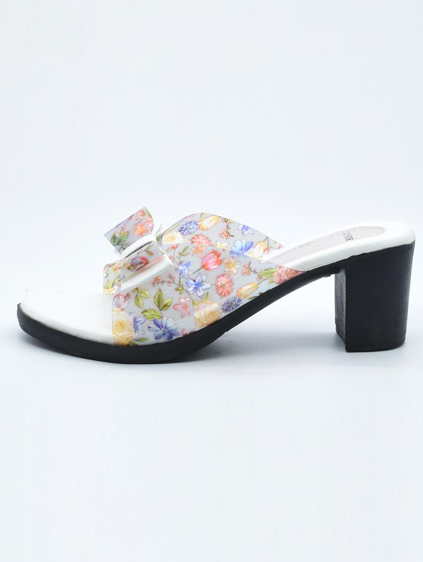 women floral print slip on block heel sandal - 22029646 - Standard Image - 2