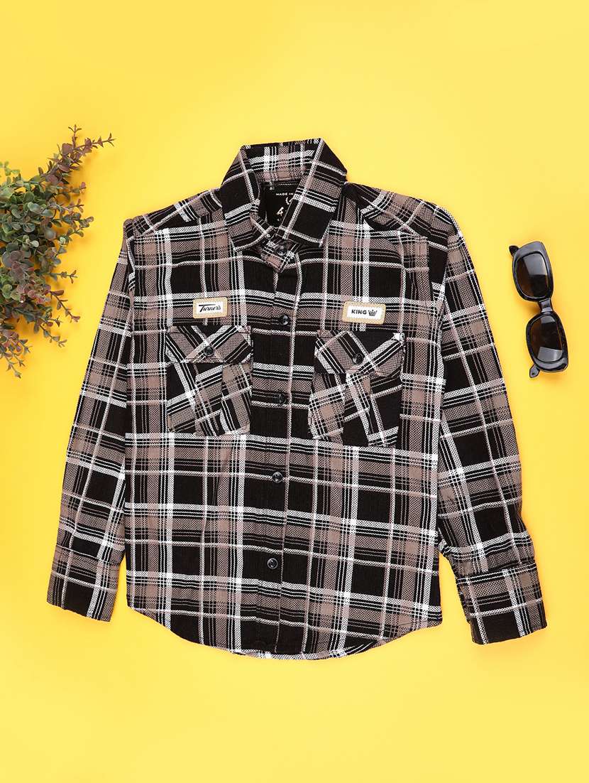 boys checkered long sleeve casual shirt